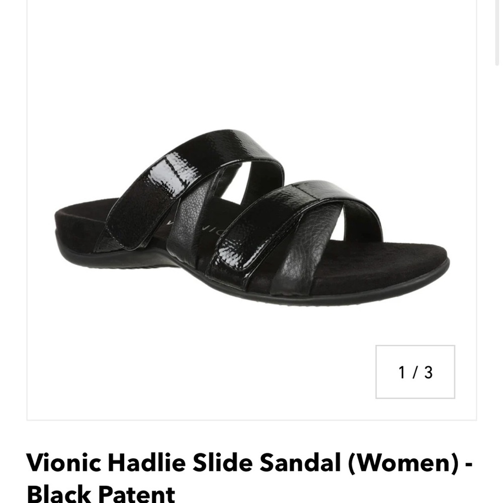 Vionic Black Slide Sandals with Orthopedic Comfort EUC